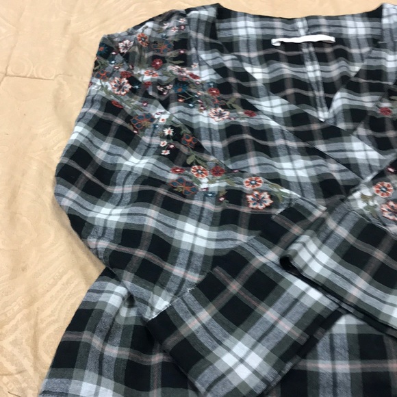 Zara Trafaluc Collection plaid embroidered top - Picture 4 of 8